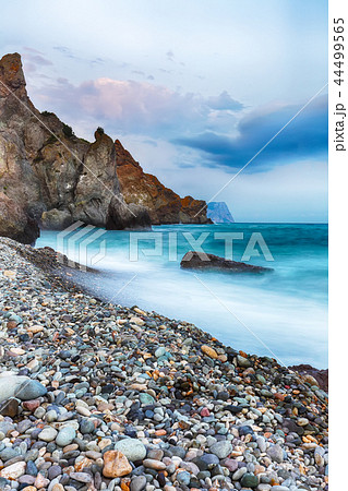 long exposure of sea and rocks 44499565