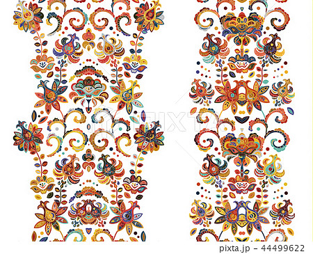 Fantastic ornament with fantasy flowers. Vector set of oriental striped ornaments. Decorative Fantastic ornament with fantasy flowers. Vector set of oriental striped ornaments. Decorative 44499622