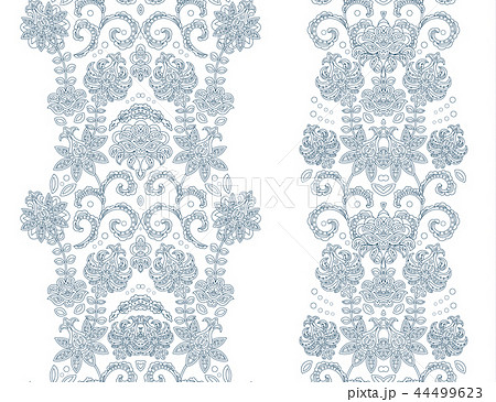 Hand drawseamless borders. Vector set with abstract floral elements in indian style Hand drawseamless borders. Vector set with abstract floral elements in indian style 44499623