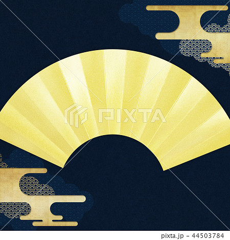 和 和風 和柄 背景 金箔 扇 雲 霞のイラスト素材