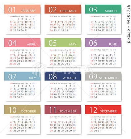 19年シンプルモダンなカレンダー 日本向け 祝日表記 のイラスト素材