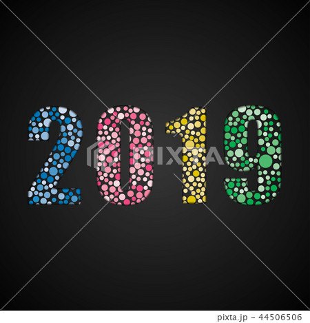 The 2019 New Year Number. Bubbles Dots Shape. 44506506