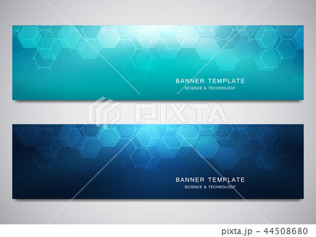 Vector banners for science and digital technology. Geometric abstract background with hexagons 44508680