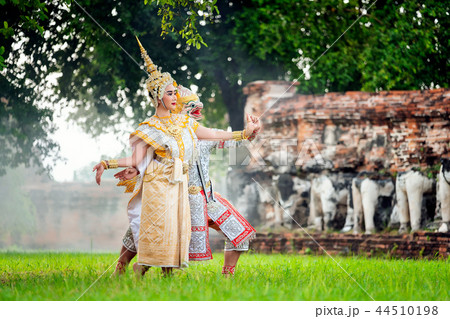 [KHON THAI,RANAYANA MASKED] Thai traditional dance 44510198