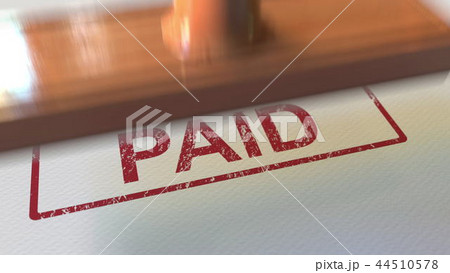 Putting PAID rubber stamp on the paper. 3D rendering 44510578