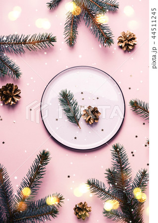 Christmas table setting. Festive dinner concept Christmas table setting. Festive dinner concept 44511245