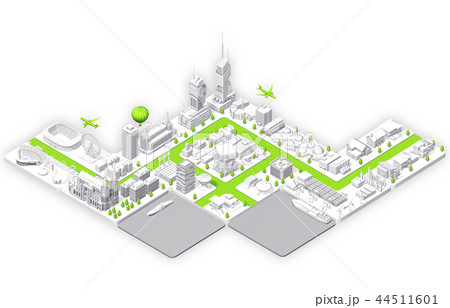 町並みアイソメトリック白_1 44511601