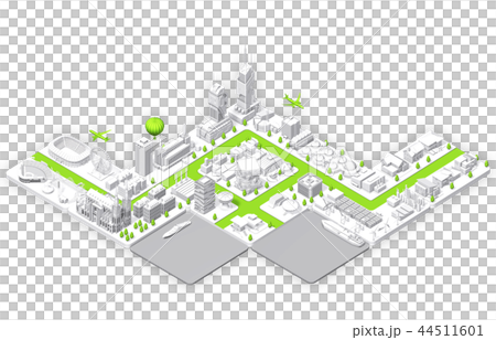 町並みアイソメトリック白_1 44511601