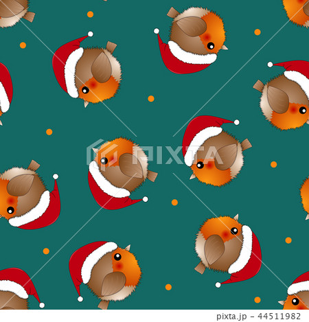 Red Robin Bird Santa Claus on Green Background. Red Robin Bird Santa Claus on Green Background. 44511982