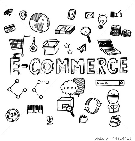 Hand draw business doodles e-commerce icons Hand draw business doodles e-commerce icons 44514419