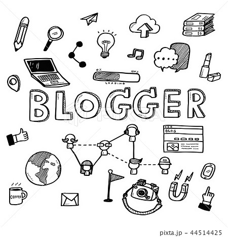 Hand draw blogger doodles icons set Hand draw blogger doodles icons set 44514425