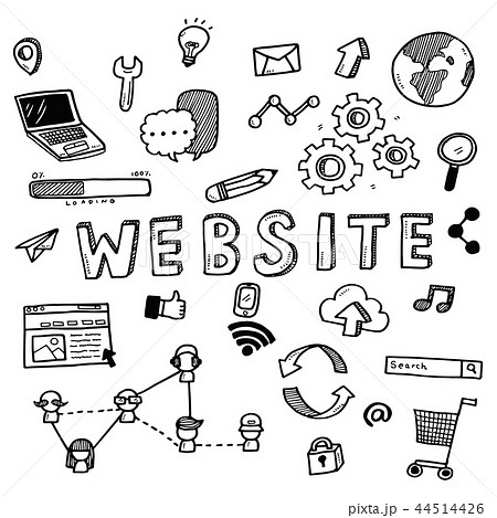 Hand draw website doodles icons set 44514426