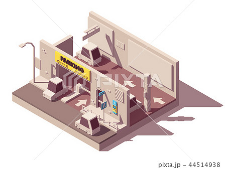 Vector isometric multistorey car parking 44514938