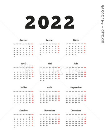 2022 year simple calendar on french 44516596