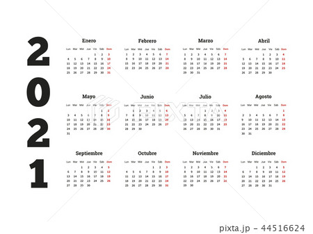 2021 year simple calendar in spanish 44516624