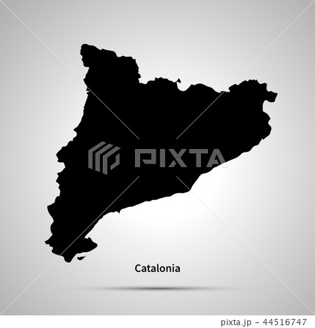 Catalonia country map, simple black silhouette Catalonia country map, simple black silhouette 44516747