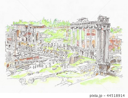 世界遺産の街並み イタリア ローマ フォロロマーノのイラスト素材