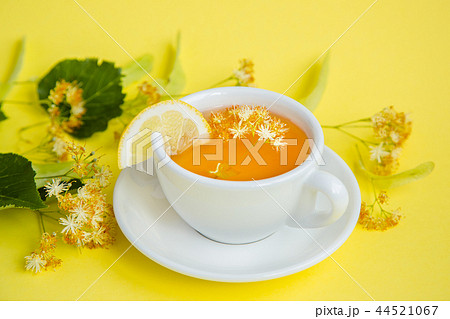 Linden inflorescences, herbal tea, view from high  44521067