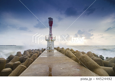 beacon light tower and concrete groyne 44524492