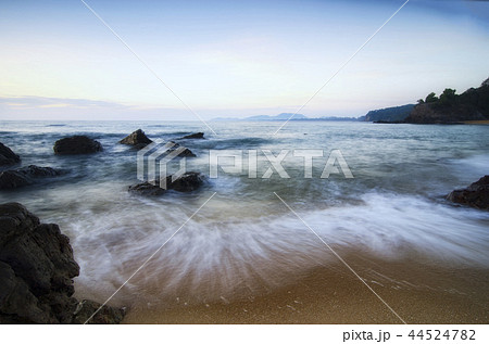 tropical beach scenery over sunrise background tropical beach scenery over sunrise background 44524782