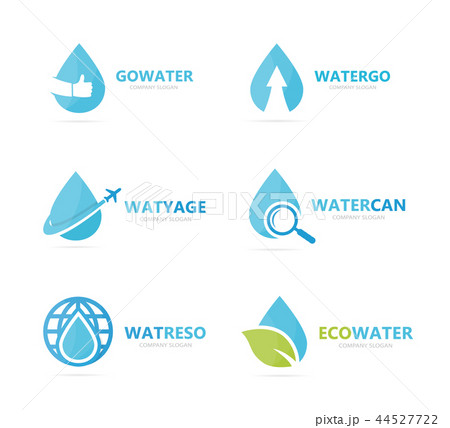 Set of water drop logo combination. Oil and droplet symbol or icon. Unique aqua and liquid logotype 44527722
