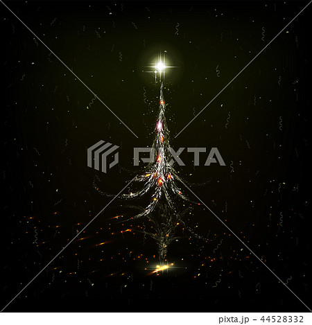 Christmas card with a dull, glossy abstract tree with a mirror image. 44528332