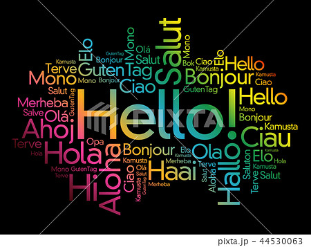 Hello word cloud in different languages 44530063