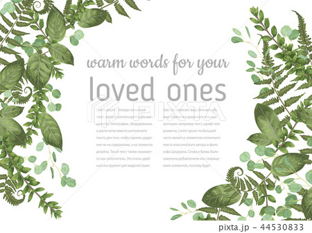 Beautiful vector corner frame with green leaves  44530833