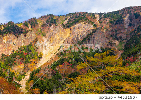奥日光 金精峠の山肌と紅葉　b-1 稜線 44531907