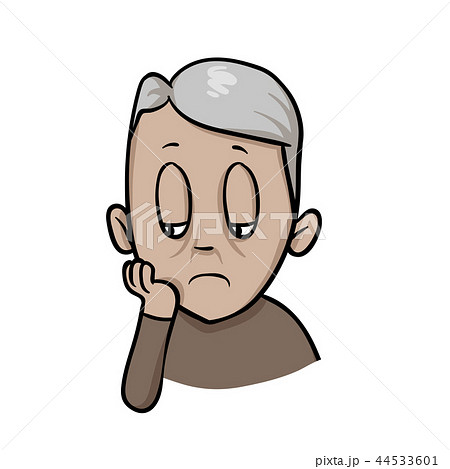 Sad depressed old man. Cartoon design icon. Flat vector illustration. Isolated on white background. 44533601