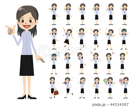会社員　女性　表情・仕草セット 44534307