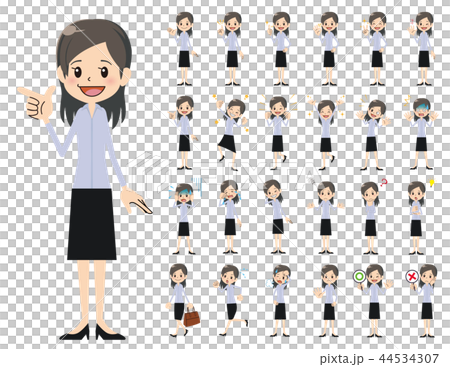 会社員　女性　表情・仕草セット 44534307