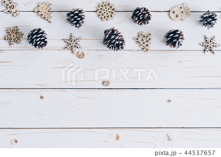 Wooden white and christmas background 44537657