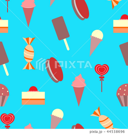 Seamless pattern with ice cream and cakes on blue 44538696