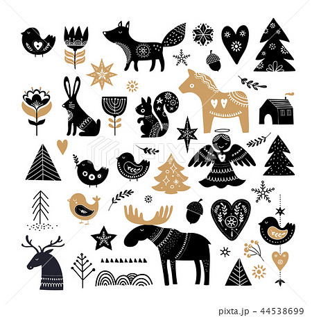 Christmas illustrations, banner design hand drawn elements in Scandinavian style Christmas illustrations, banner design hand drawn elements in Scandinavian style 44538699