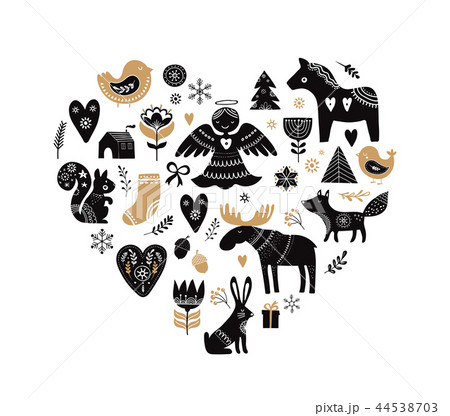 Christmas illustrations, banner design hand drawn elements in Scandinavian style Christmas illustrations, banner design hand drawn elements in Scandinavian style 44538703