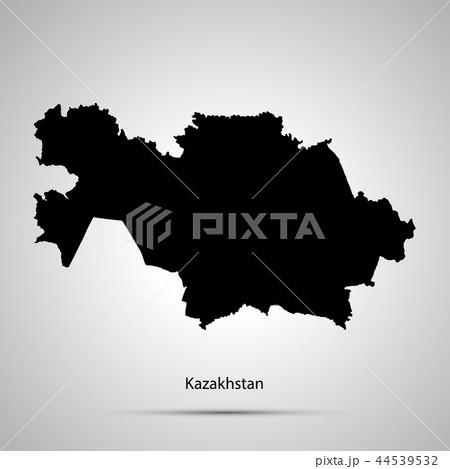 Kazakhstan country map, simple black silhouette 44539532