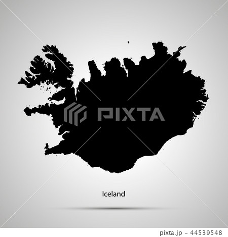 Iceland country map, simple black silhouette 44539548