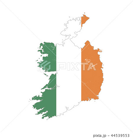 Ireland country silhouette with flag on background Ireland country silhouette with flag on background 44539553