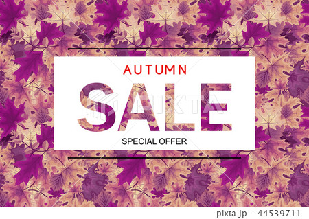 Abstract Vector Illustration Autumn Sale Background with Falling Autumn Leaves 44539711