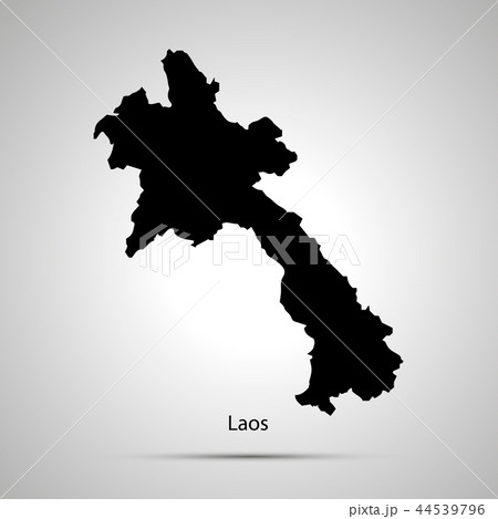 Laos country map, simple black silhouette on gray 44539796