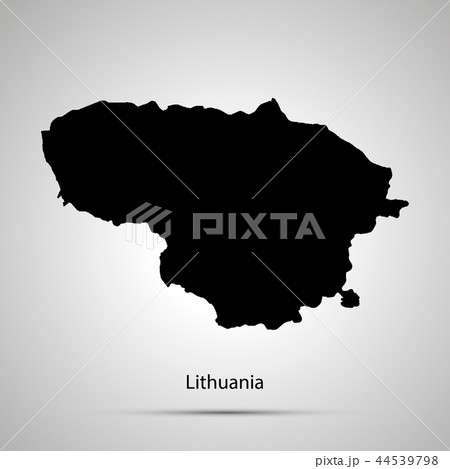 Lithuania country map, simple black silhouette 44539798