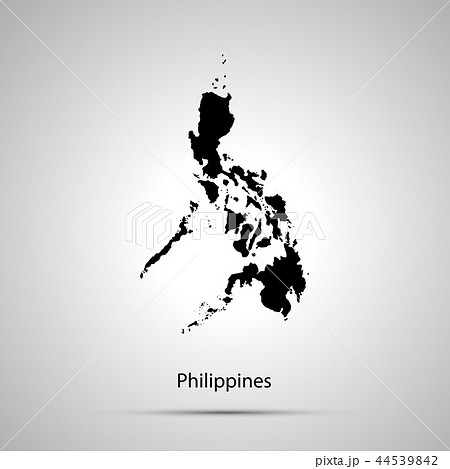 Philippines country map, simple black silhouette 44539842