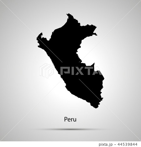 Peru country map, simple black silhouette on gray 44539844