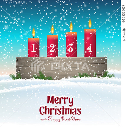 Advent candle holder with four red candles Advent candle holder with four red candles 44539937
