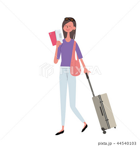 ハワイ　海外旅行　女性　イラスト 44540103