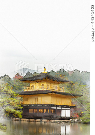 水彩画の金閣寺、日本京都の紅葉、秋 44541408