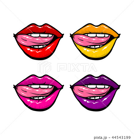 Open Mouth Woman Lips Tongue Pop Art Styleのイラスト素材