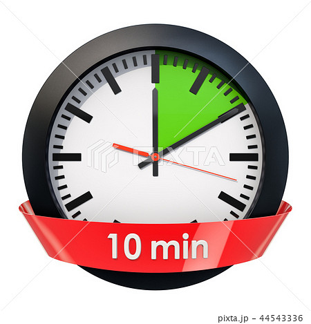Clock face with 10 minutes timer. 3D rendering Clock face with 10 minutes timer. 3D rendering 44543336