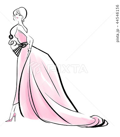 夜会ドレス ピンクのイラスト素材